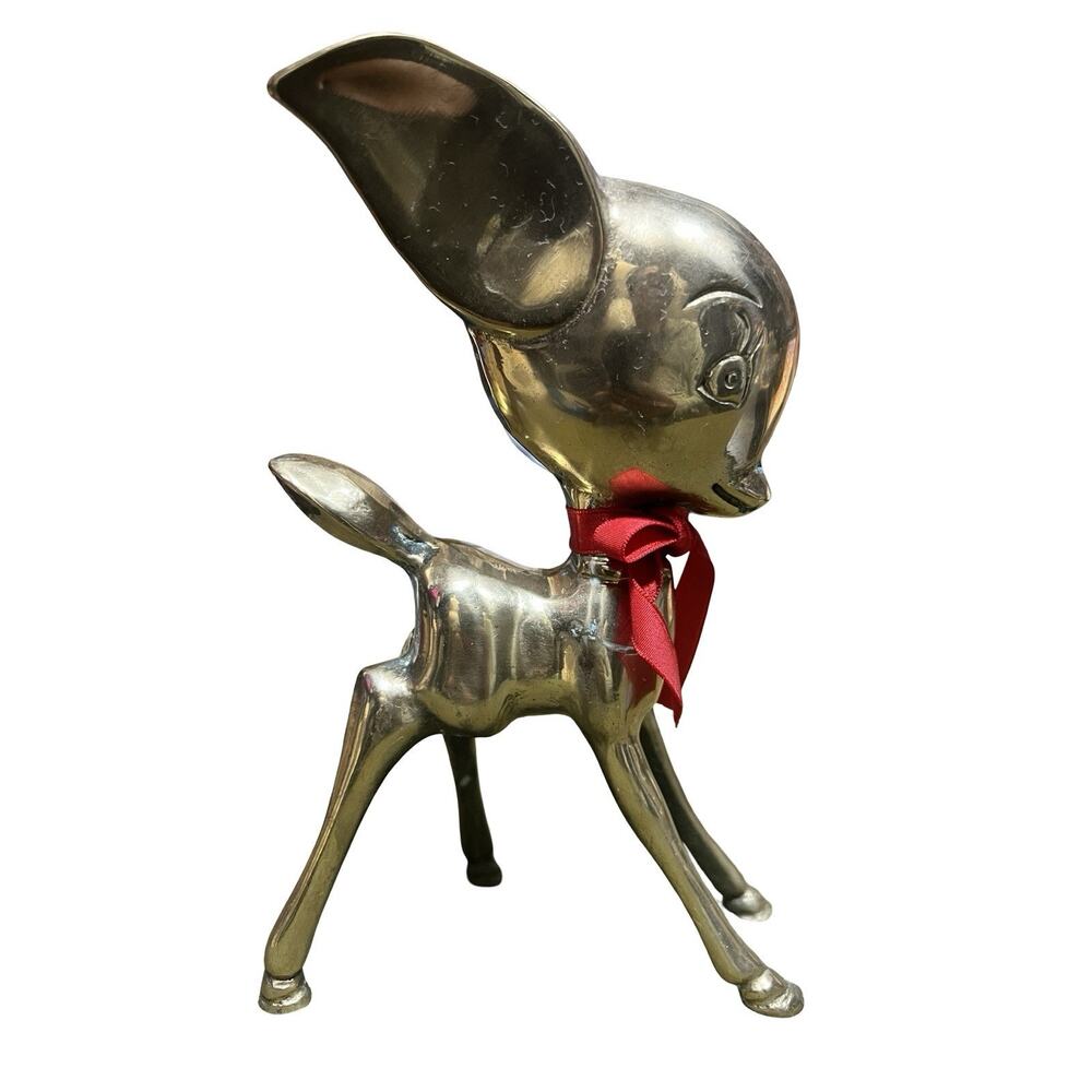Vintage Brass Deer Fawn Mid-Century Modern MCM Figurine Statue 7.75” Inch